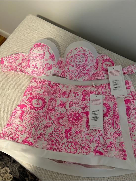 Lilly Pulitzer Other - Lilly Pulitzer Pink and White Floral Bandeau Bikini Set